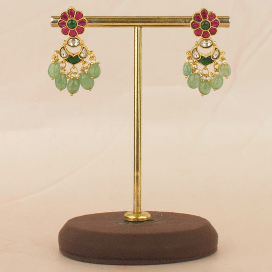 Bold Floral Design Studded Jadau Kundan Chandbali