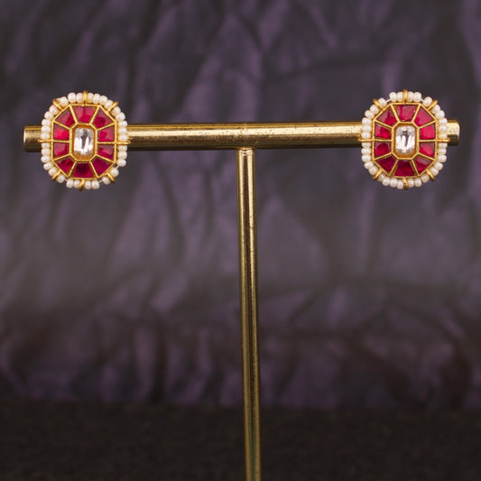Small-Sized Jadau Kundan Stud Earrings