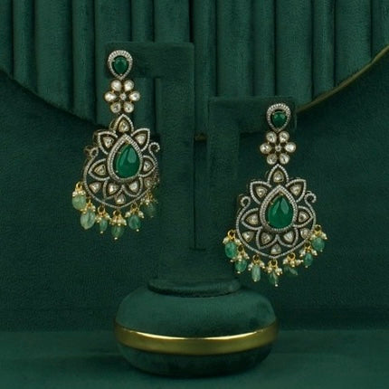 Victorian Moissanite Necklace Set with Teardrop Stones