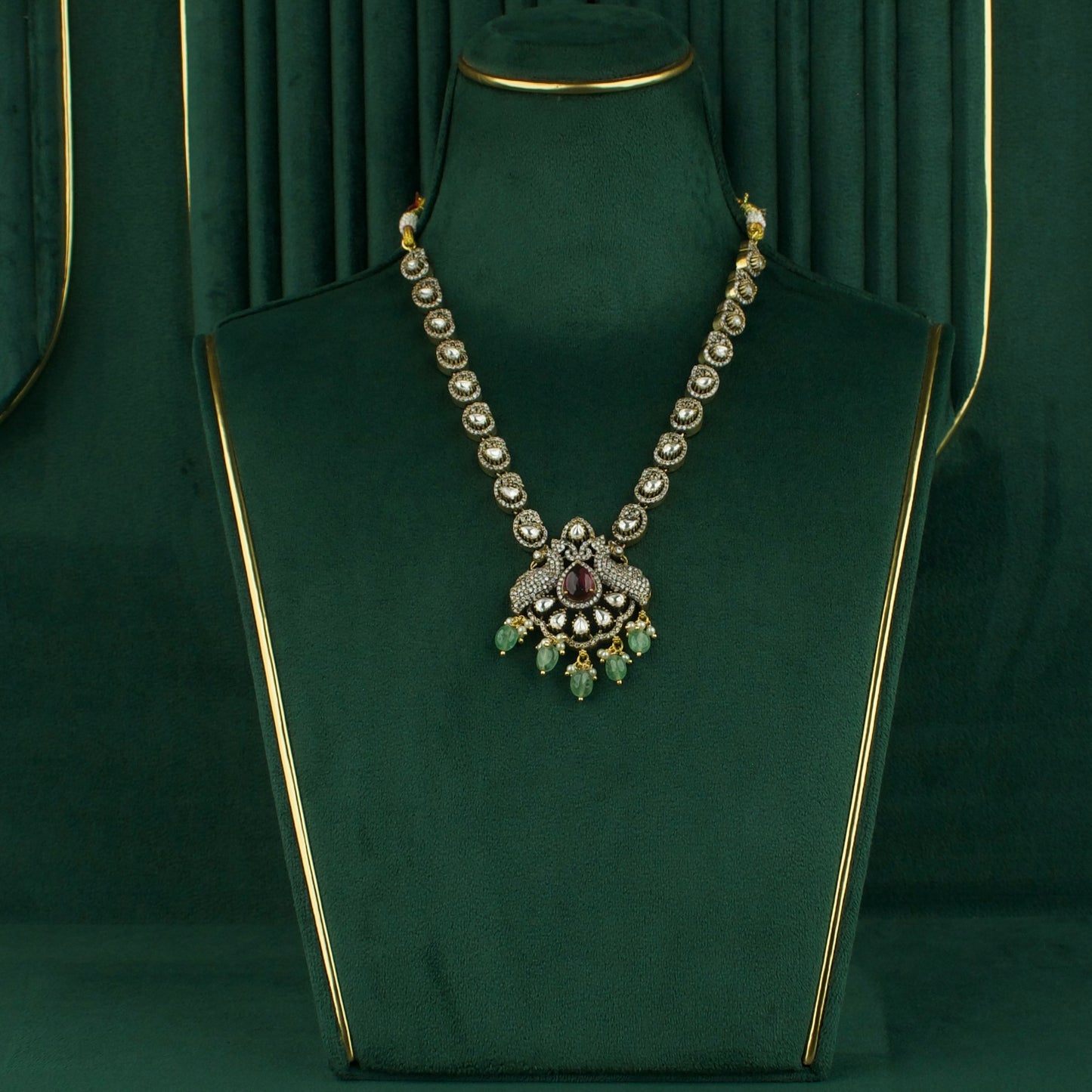 Peacock Victorian Zircon Necklace Set with earrings