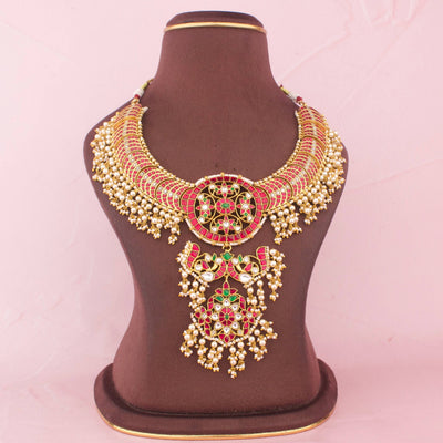 Bridal Jadau Kundan Guttapusalu Necklace - Handcrafted Indian Bridal Jewelry by Dulhan Jewels