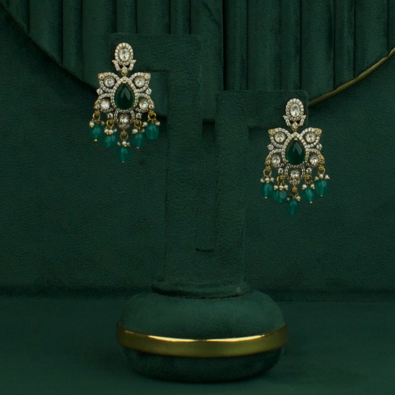 Traditional Two-Line Victorian Necklace Set with Earrings