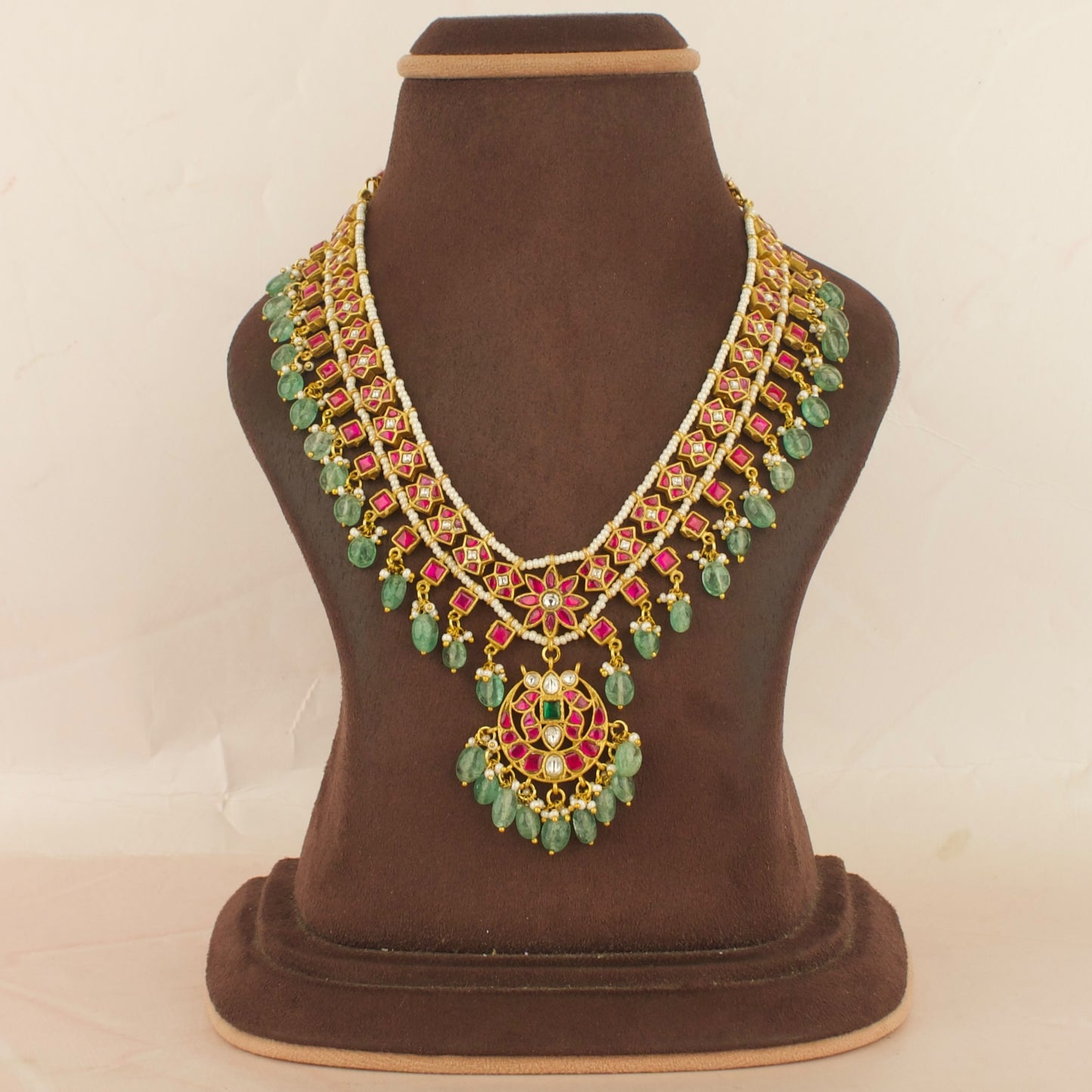 Traditional Floral Chandbali Design Jadau Kundan Necklace and Choker