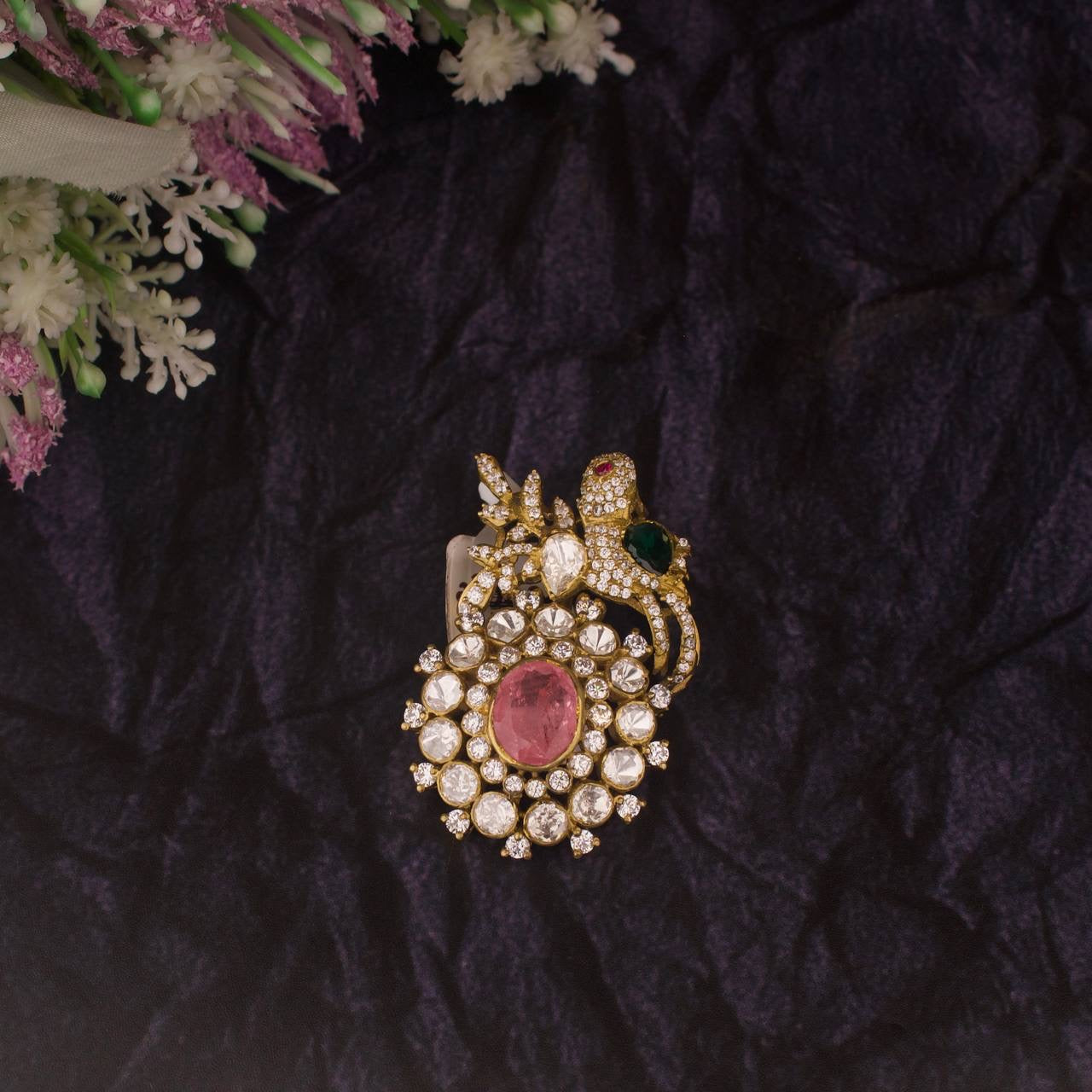 Beautiful Antique Gold Played Peacock Pendant