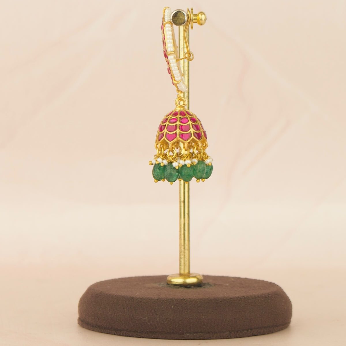 Peacock Studded Jadau Kundan Jhumka Earrings