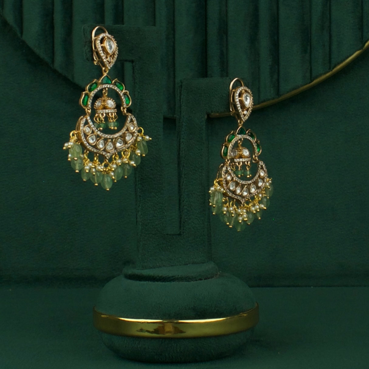 Fusion Polki Kundan Chandbali Earrings