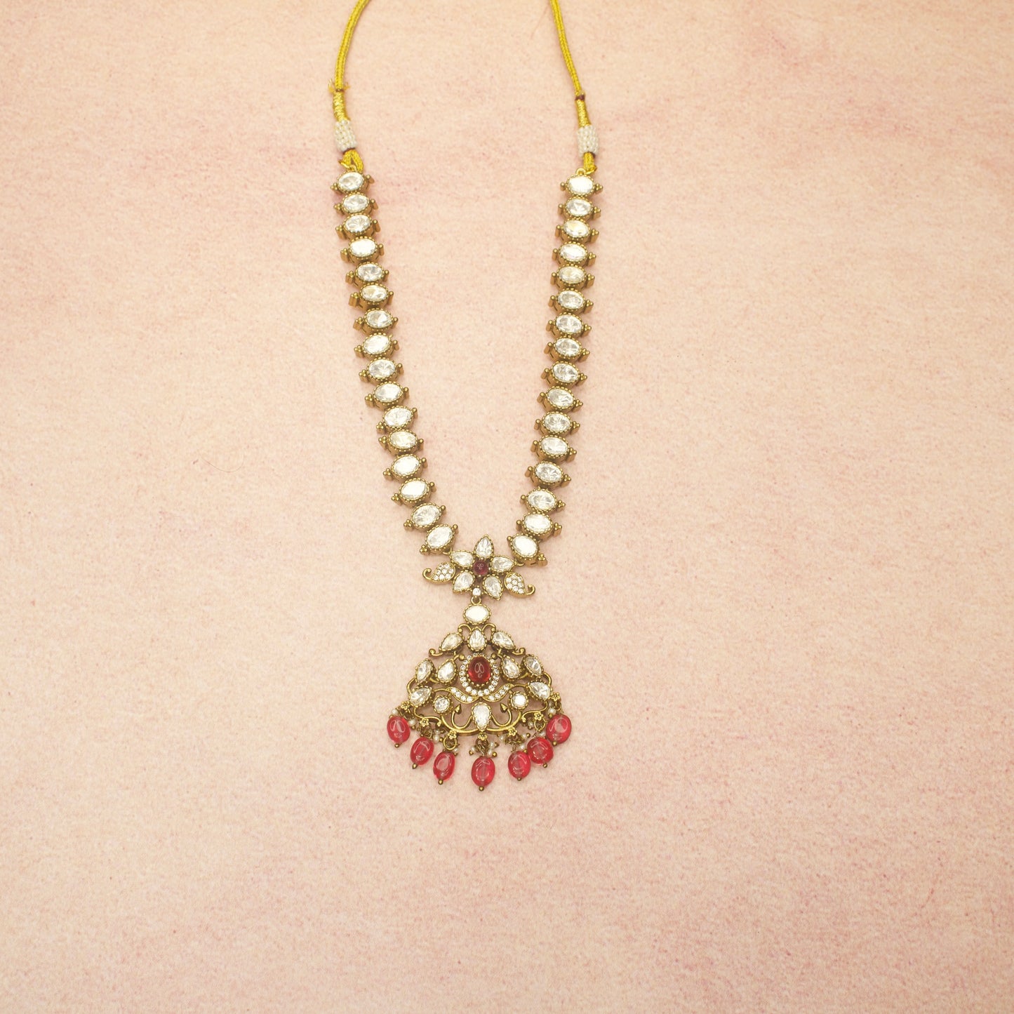 Elegant Victorian Polki Nekclace Set with AD stones