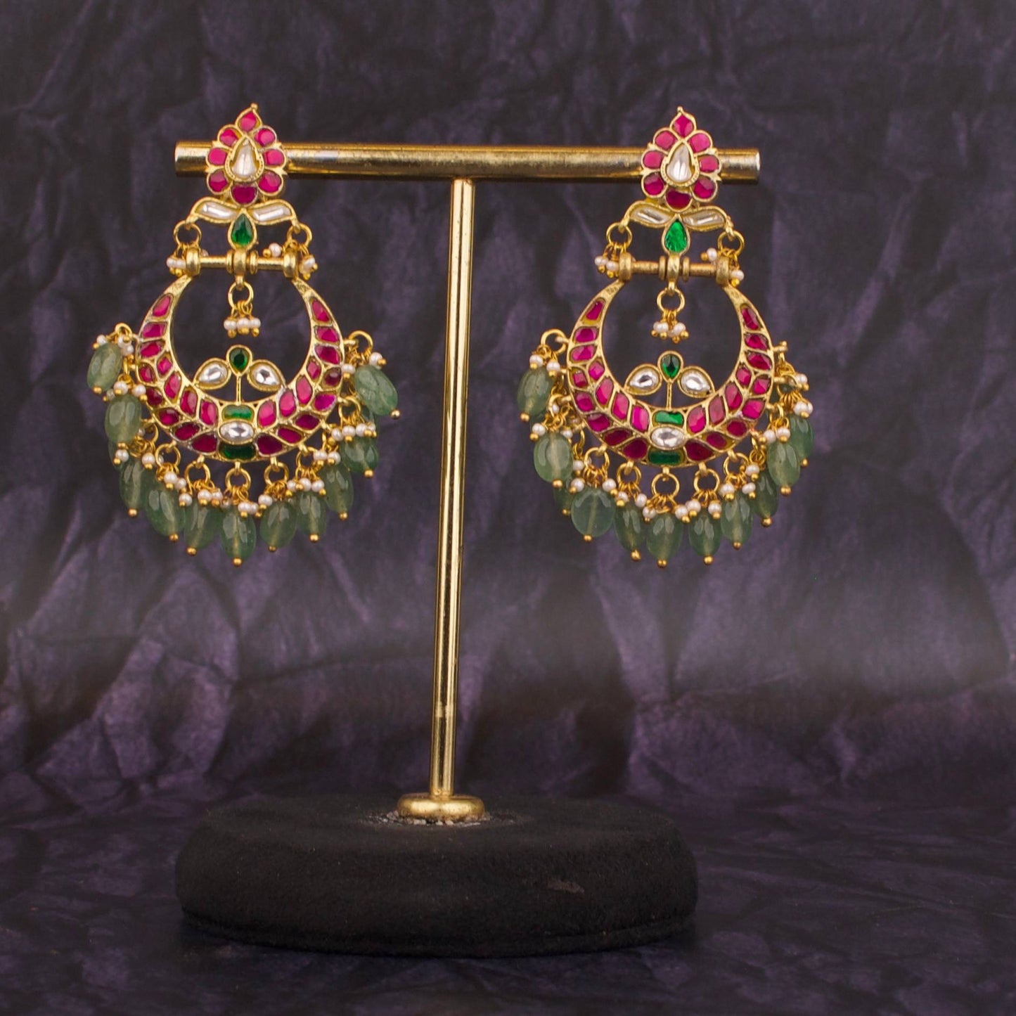 Spectacular Design Jadau Kundan Chand Bali Earrings Online