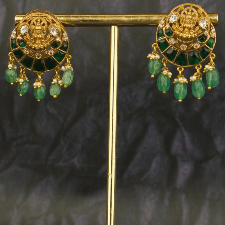 Divine Laxmi Devi Nakshi Kundan Stud Earrings - DULHAN JEWELS