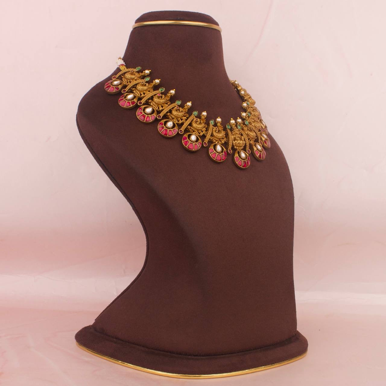 Gold Inspired Jadau Kundan x Nakshi Necklace Set