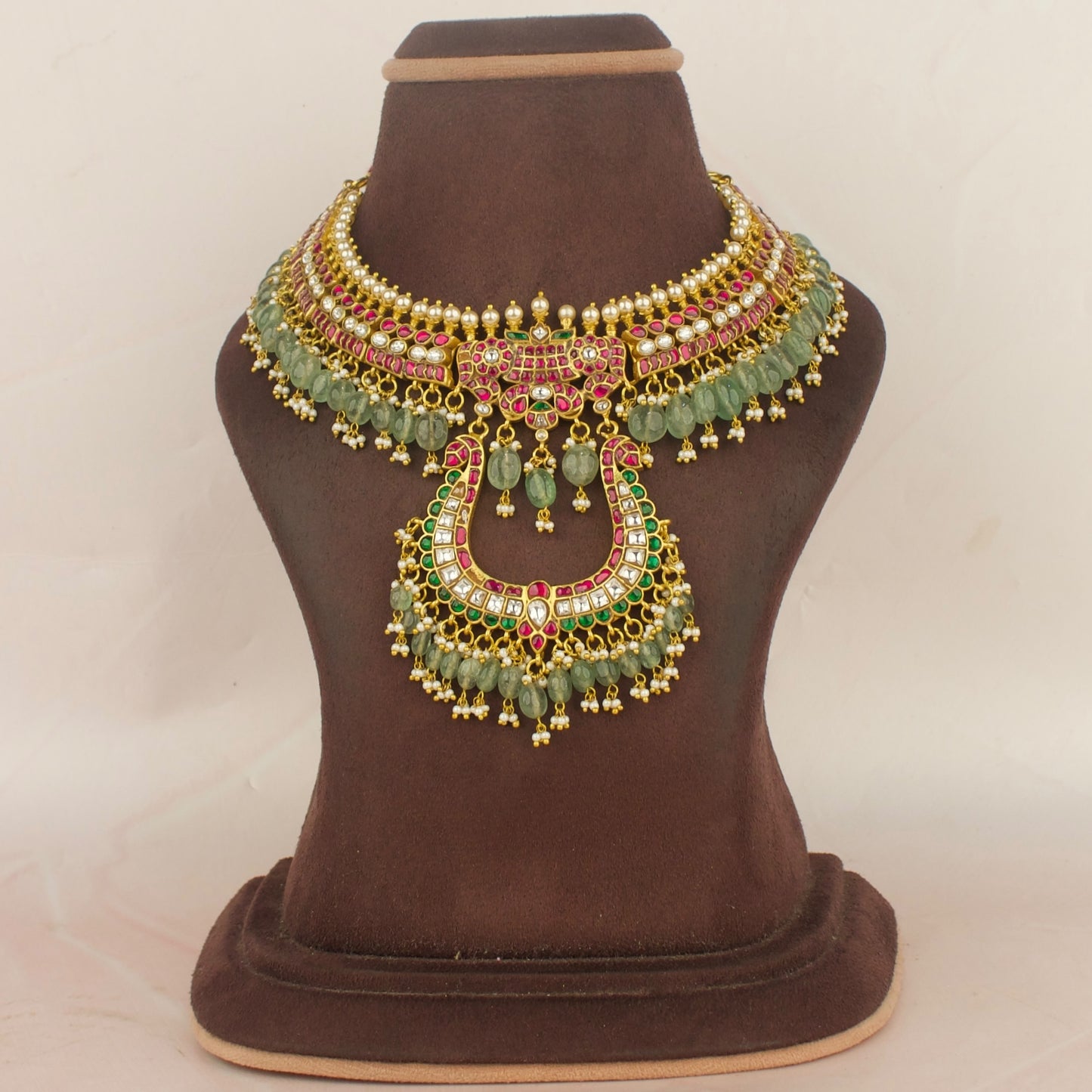 Bridal Chand Bali Design Jadau Kundan Short Necklace