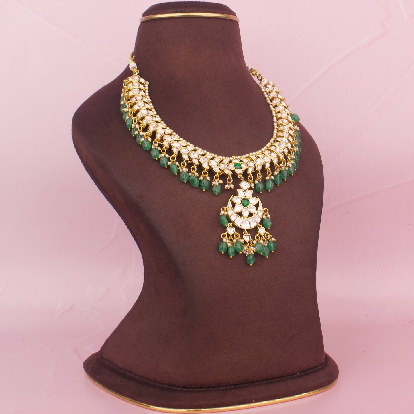 Elegant Moissanite Polki Necklace With Locket