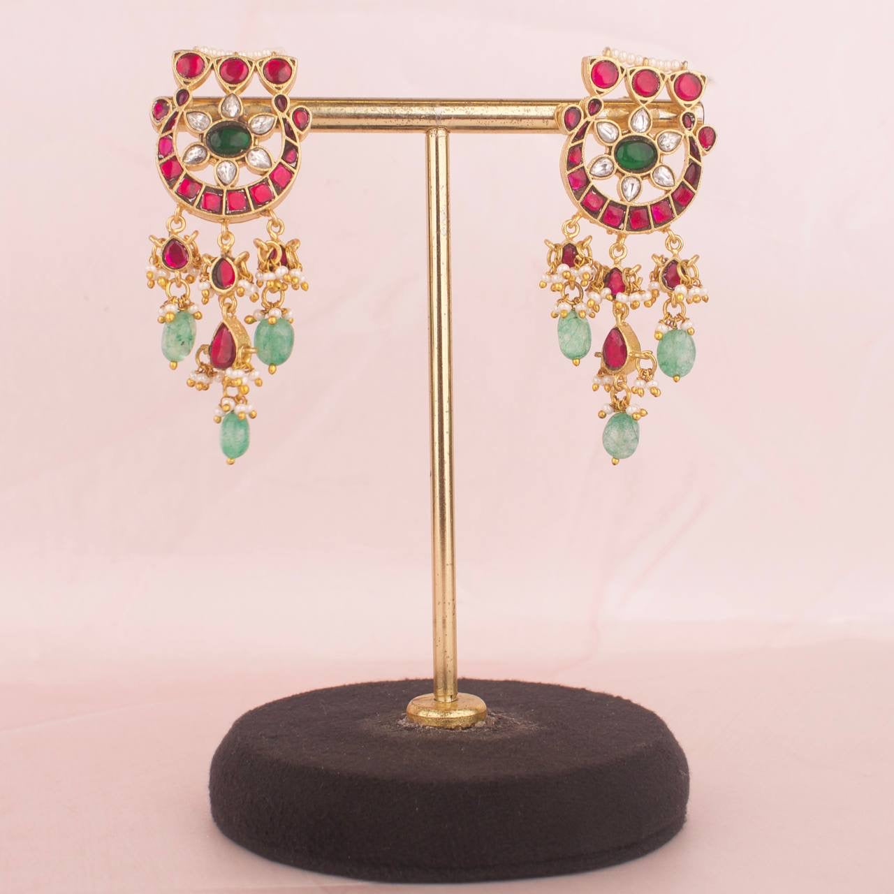 Classic Floral Chand Design Jadau Kundan Choker With Matching Earrings