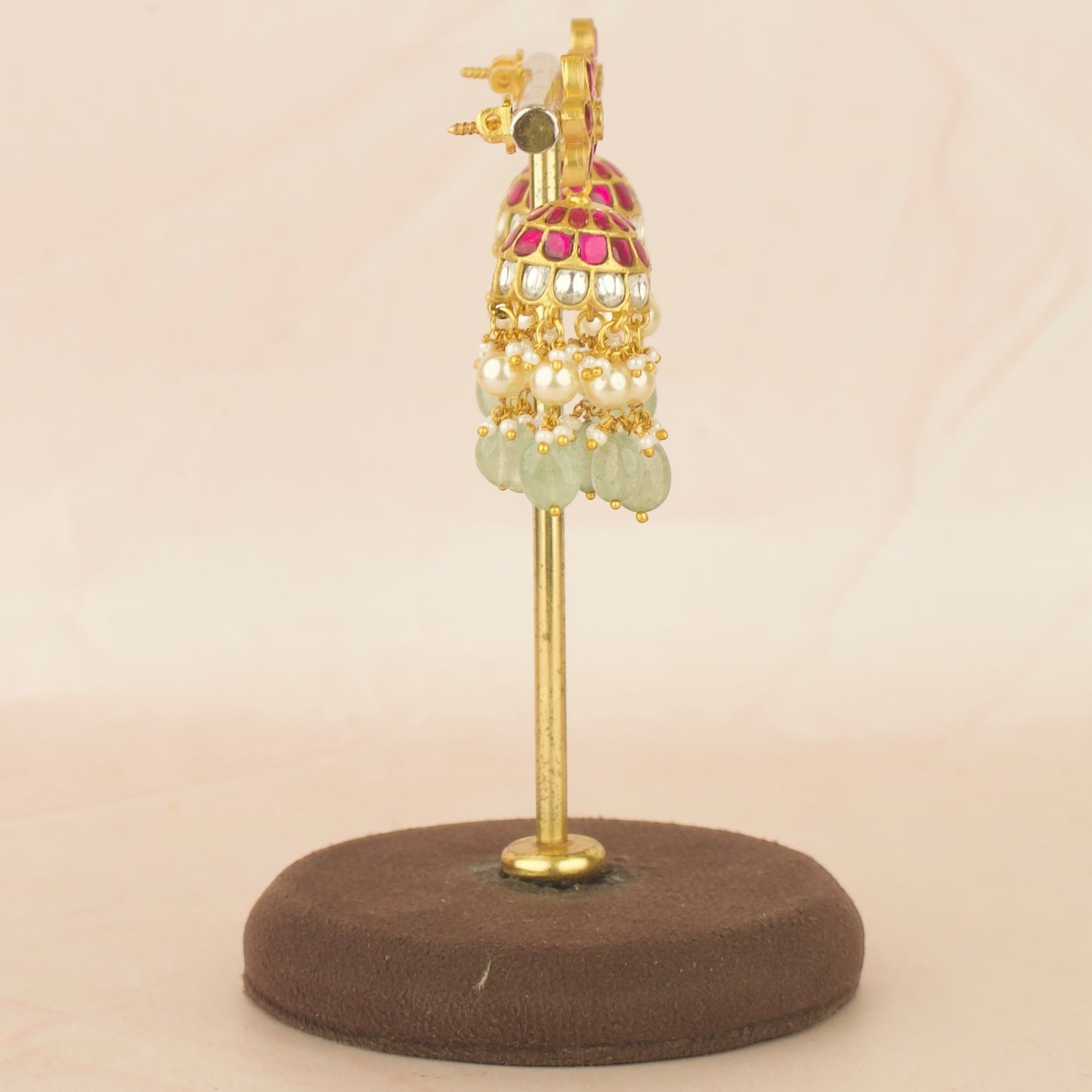 Opulent Floral Studded Jadau Kundan Jhumki Earrings