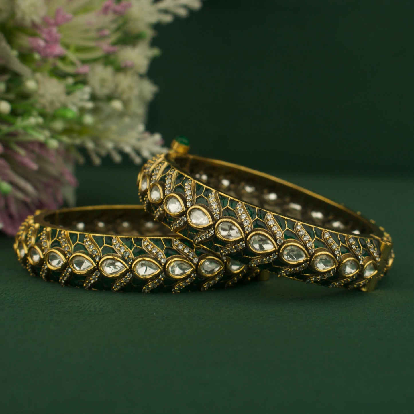 Traditional Fusion Kundan & Polki Victorian Bangles