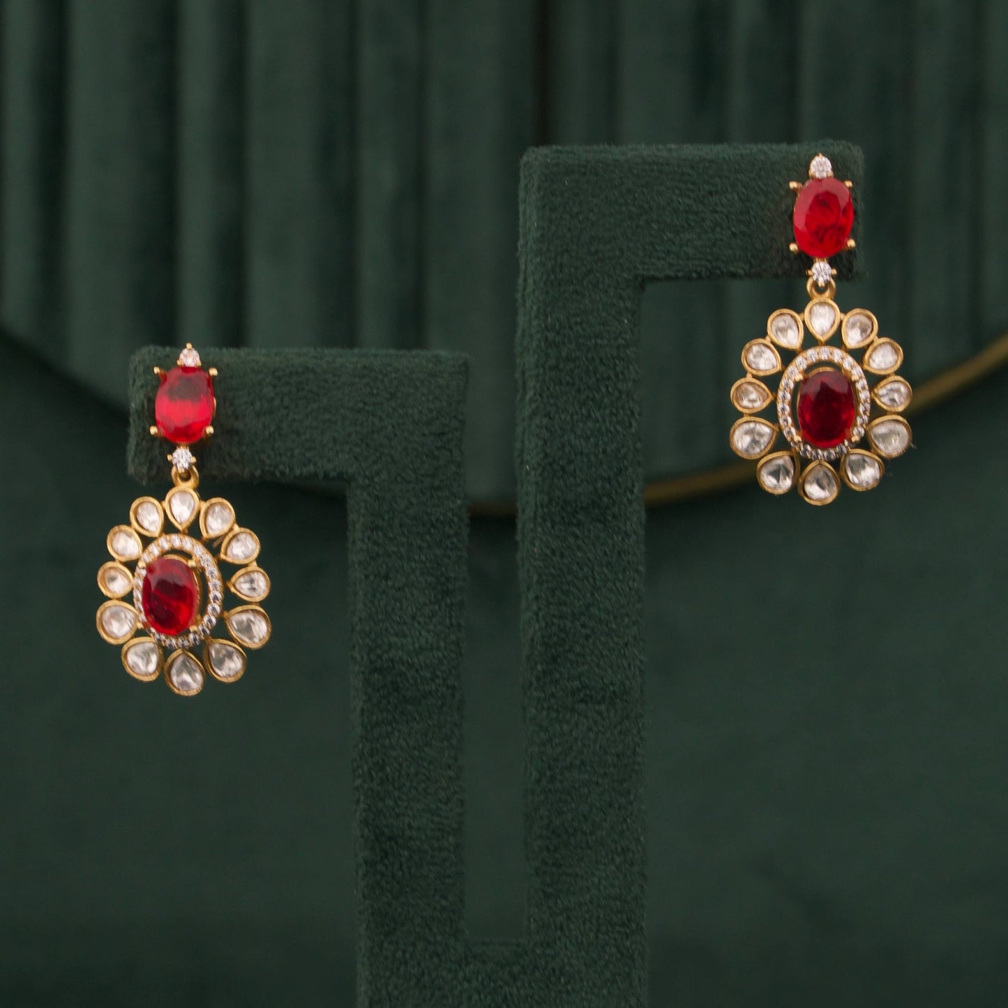 Victorian Finish Polki Short Necklace With Matching Earrings