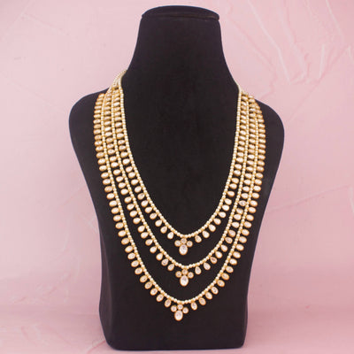 Ethnic Bridal Moissanite Polki Triple Layer Haram