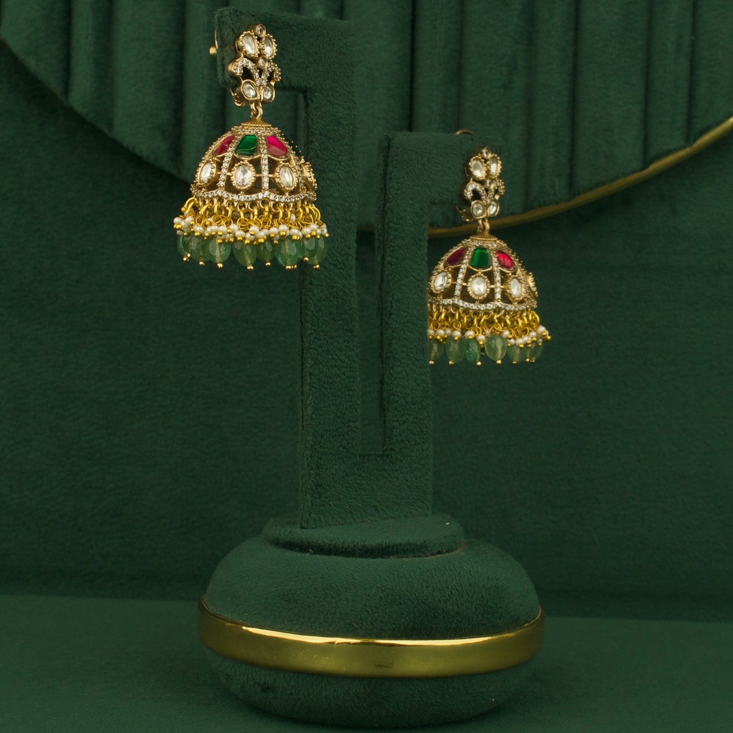 Elegant Design Fusion Kundan & Polki Victorian Necklace Set with Jhumki