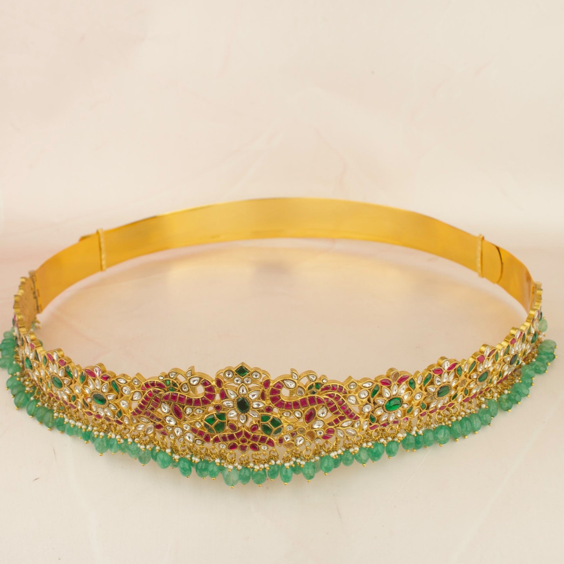 Peacock Floral design Jadau kundan vaddanam / Hipbelt