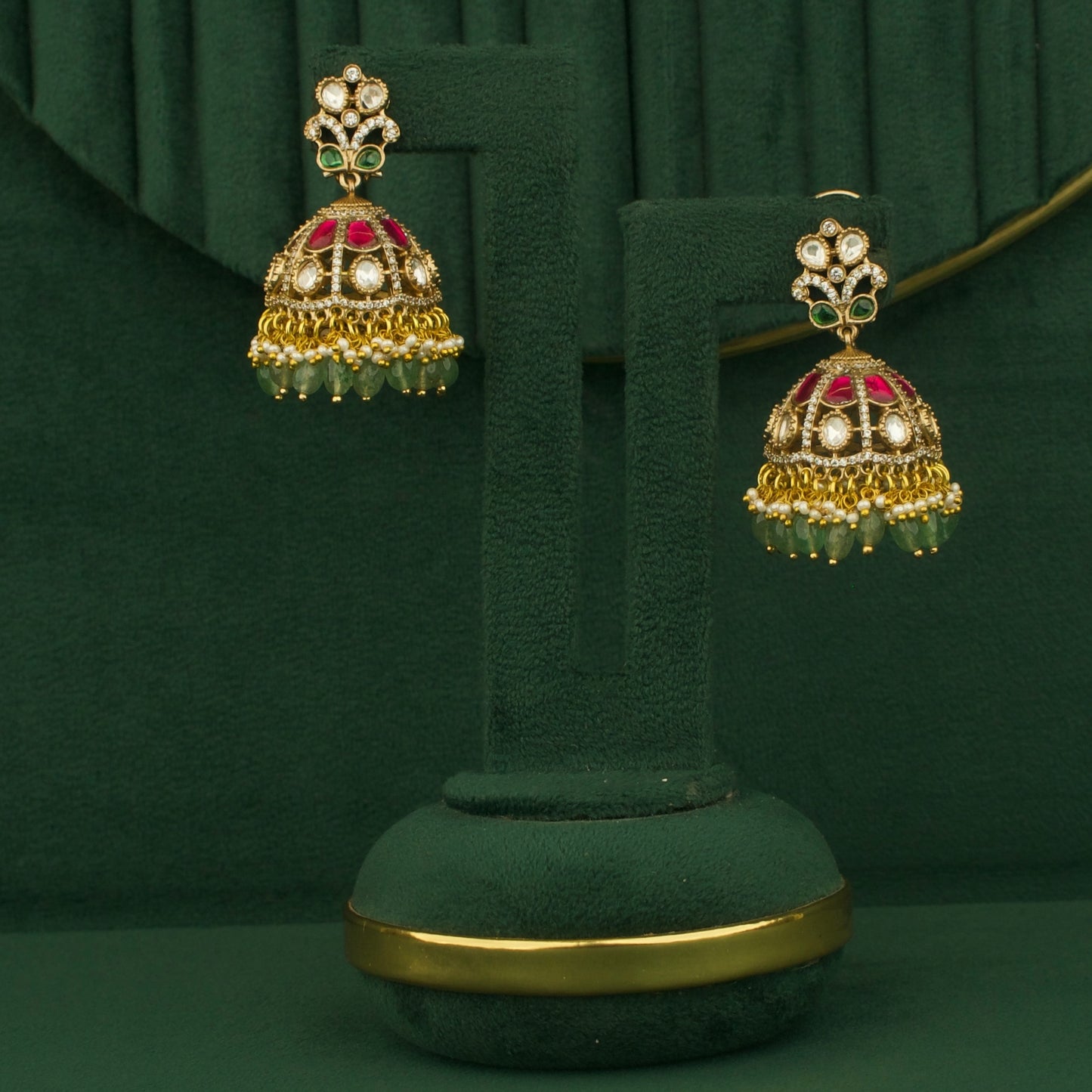 Elegant Design Fusion Kundan & Polki Victorian Necklace Set with Jhumki