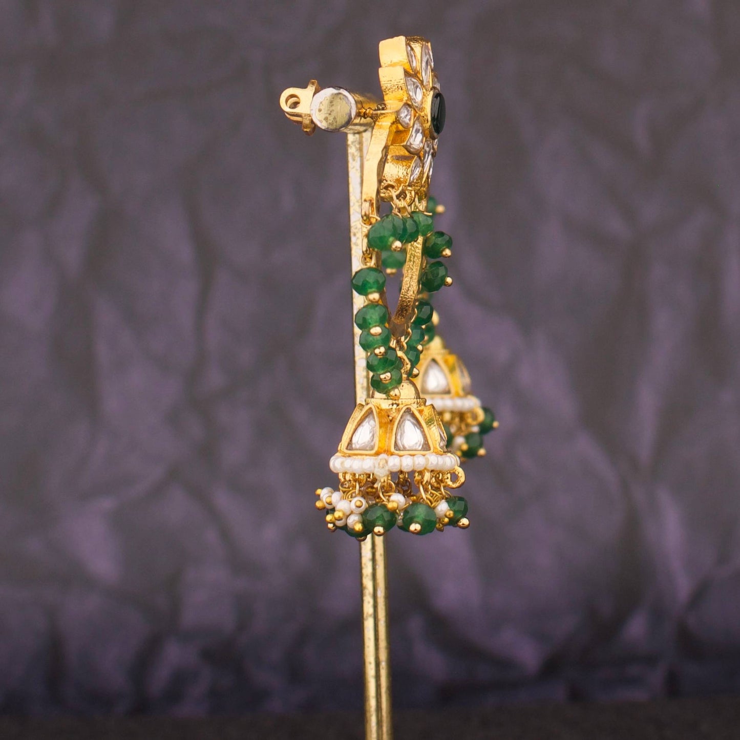 Light Weighted Jadau Kundan Chandbali Earrings