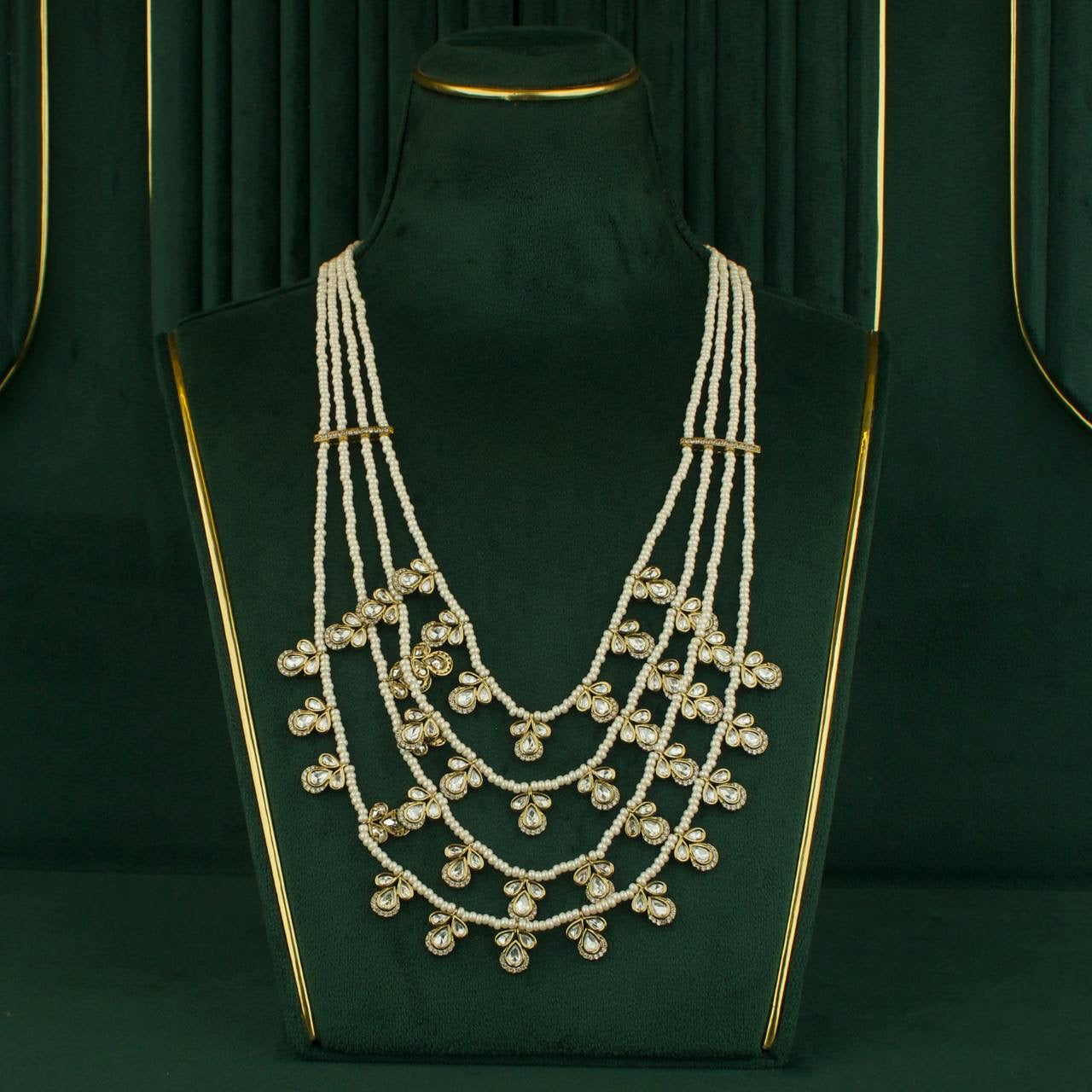 Bridal Polki Step By Step Polki Pearl Mala With Earrings