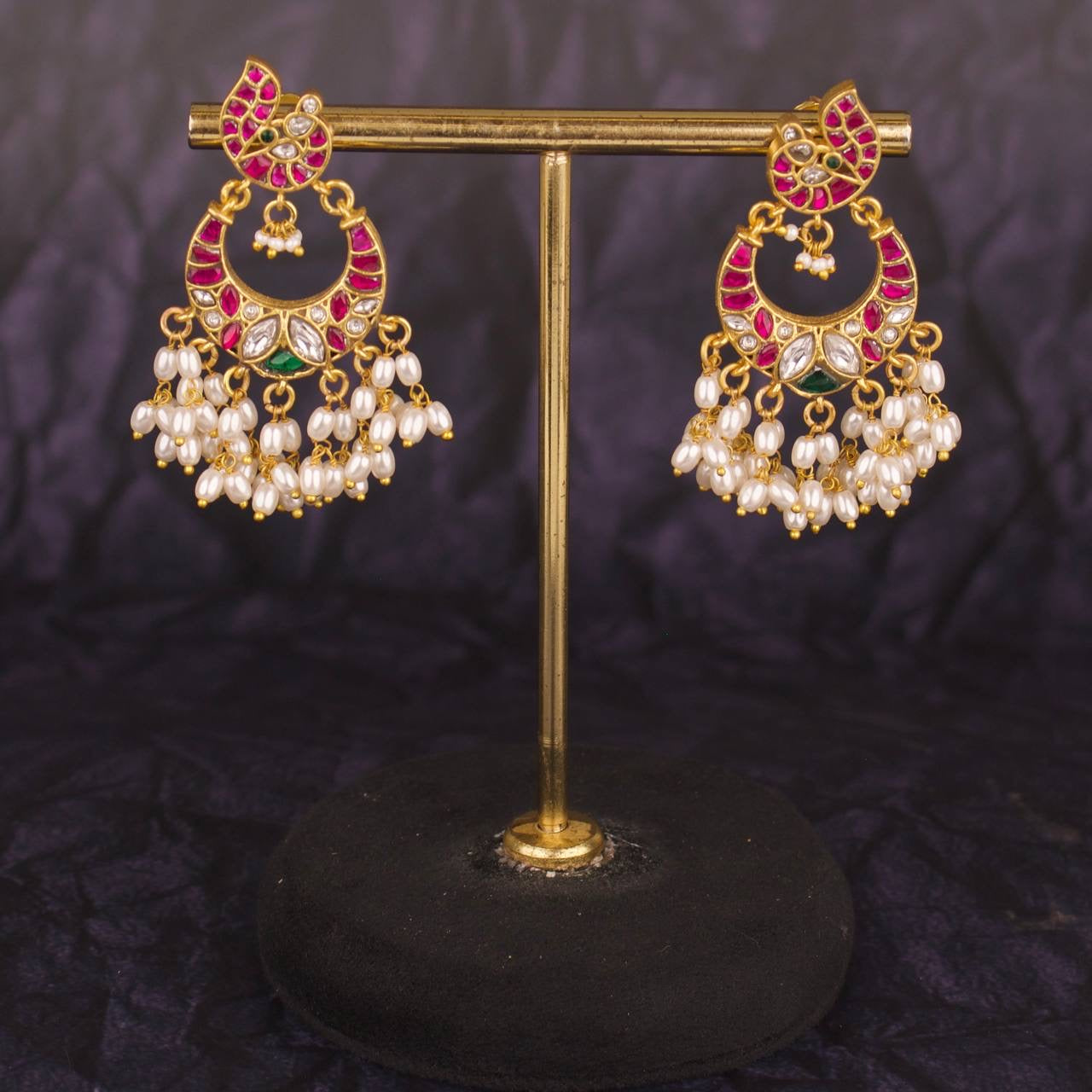 Traditional Jadau Kundan Chandbali Guttapusalu Earrings