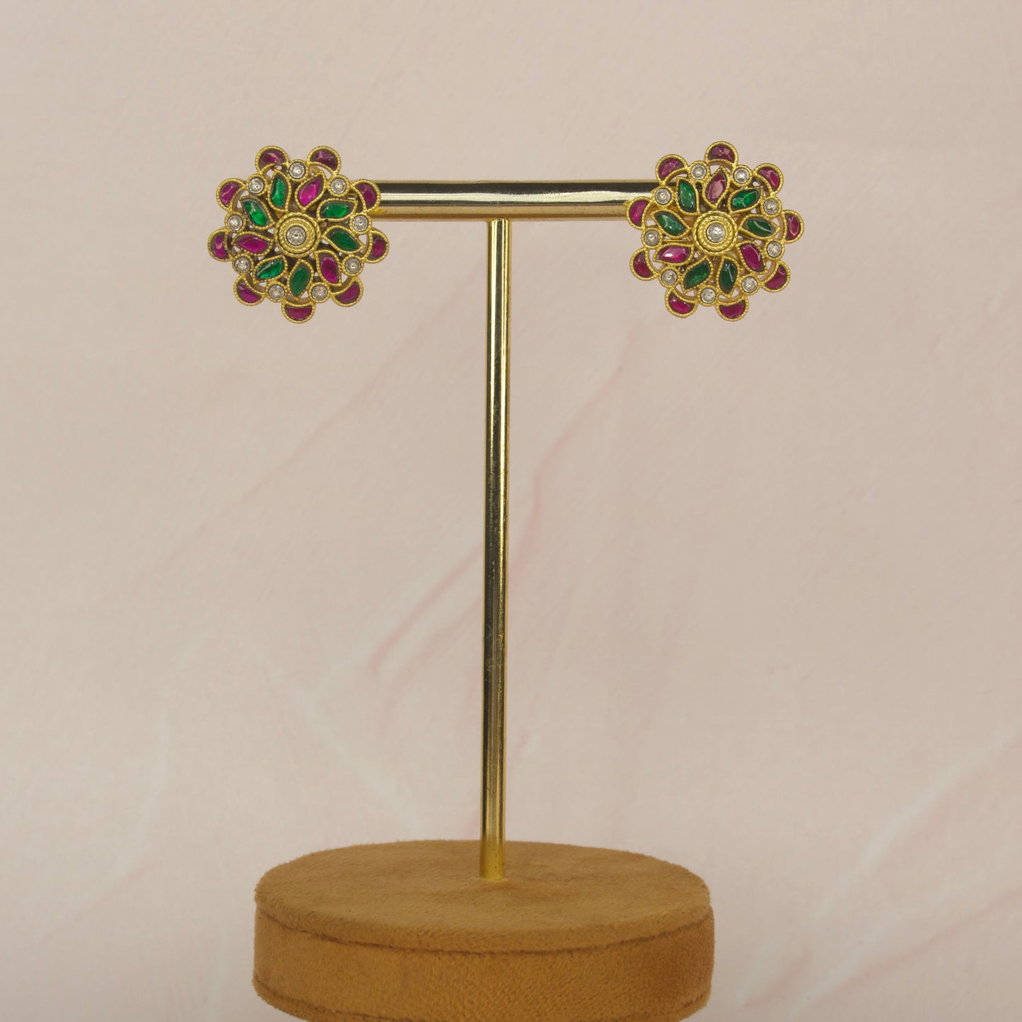 Beautiful Flower design Jadau Kundan Stud Earrings