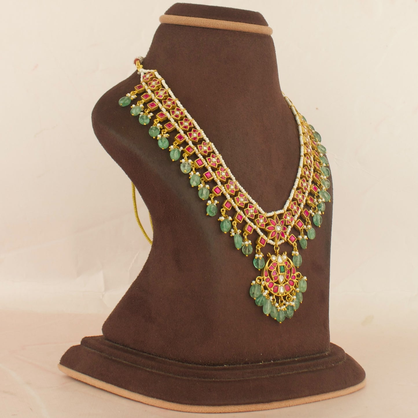 Traditional Floral Chandbali Design Jadau Kundan Necklace and Choker