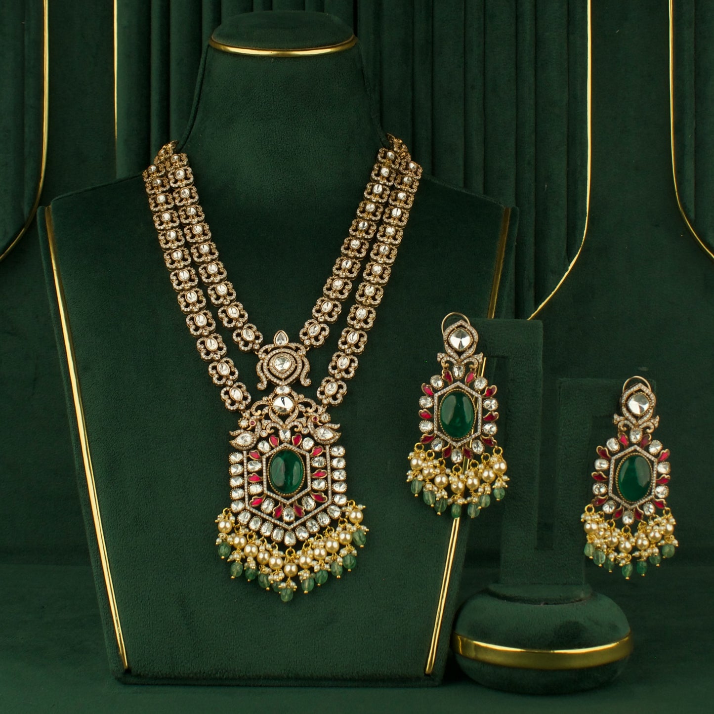 Captivating Fusion Kundan & Polki Victorian Necklace Set