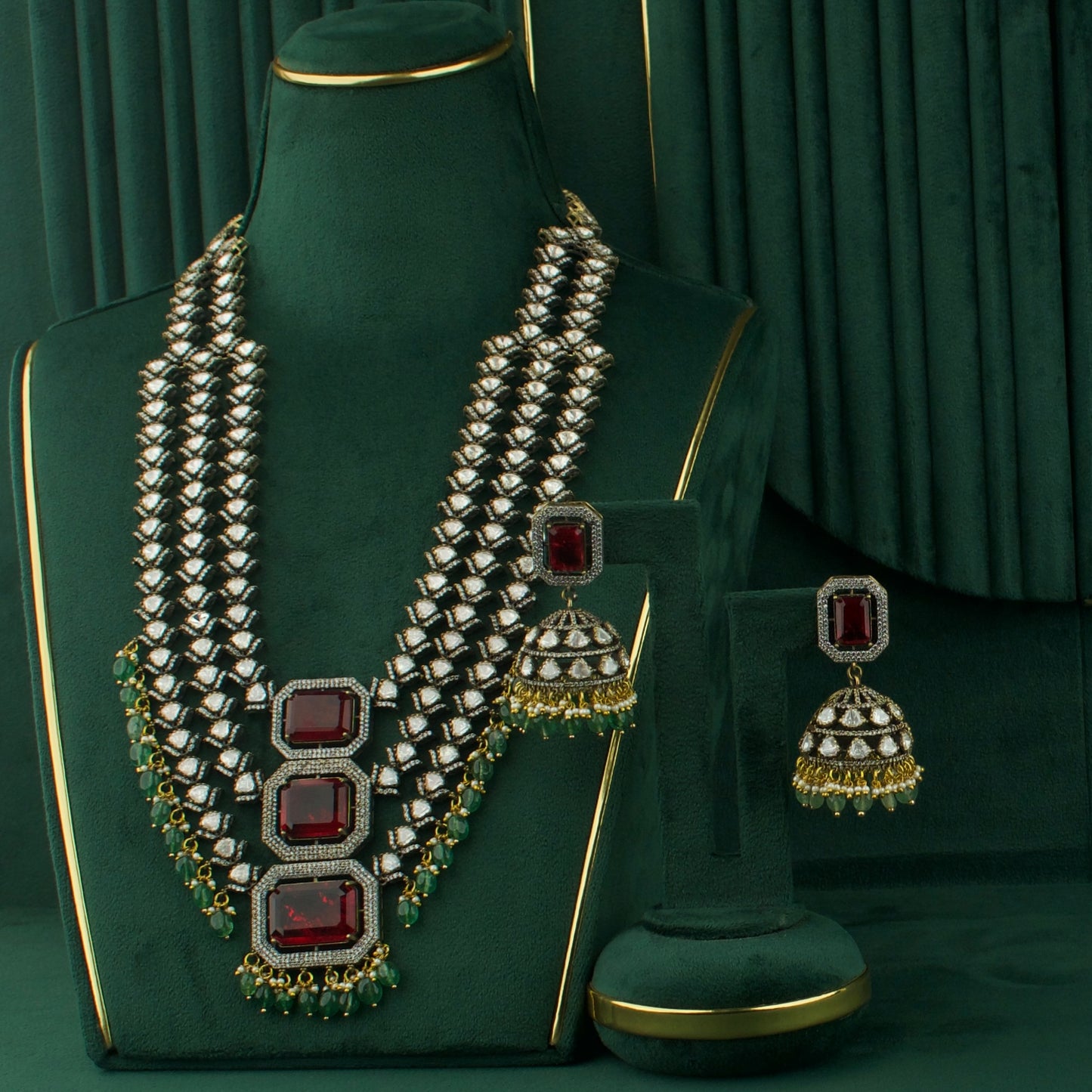 Grand Bridal Polki Necklace With Earrings