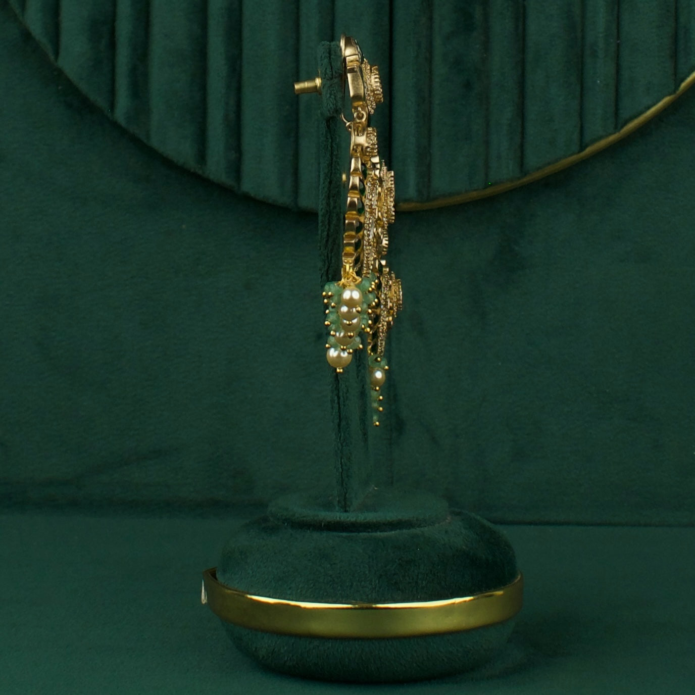 Bridal Polki Victorian ChandBali with Swarovski Pearls