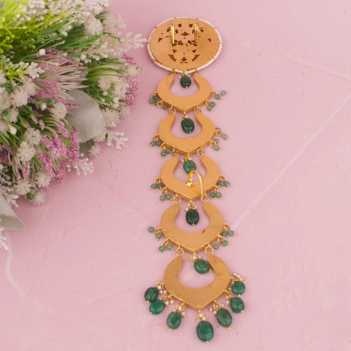 Bridal Jadau Kundan Chand Locket Jada Hairpin