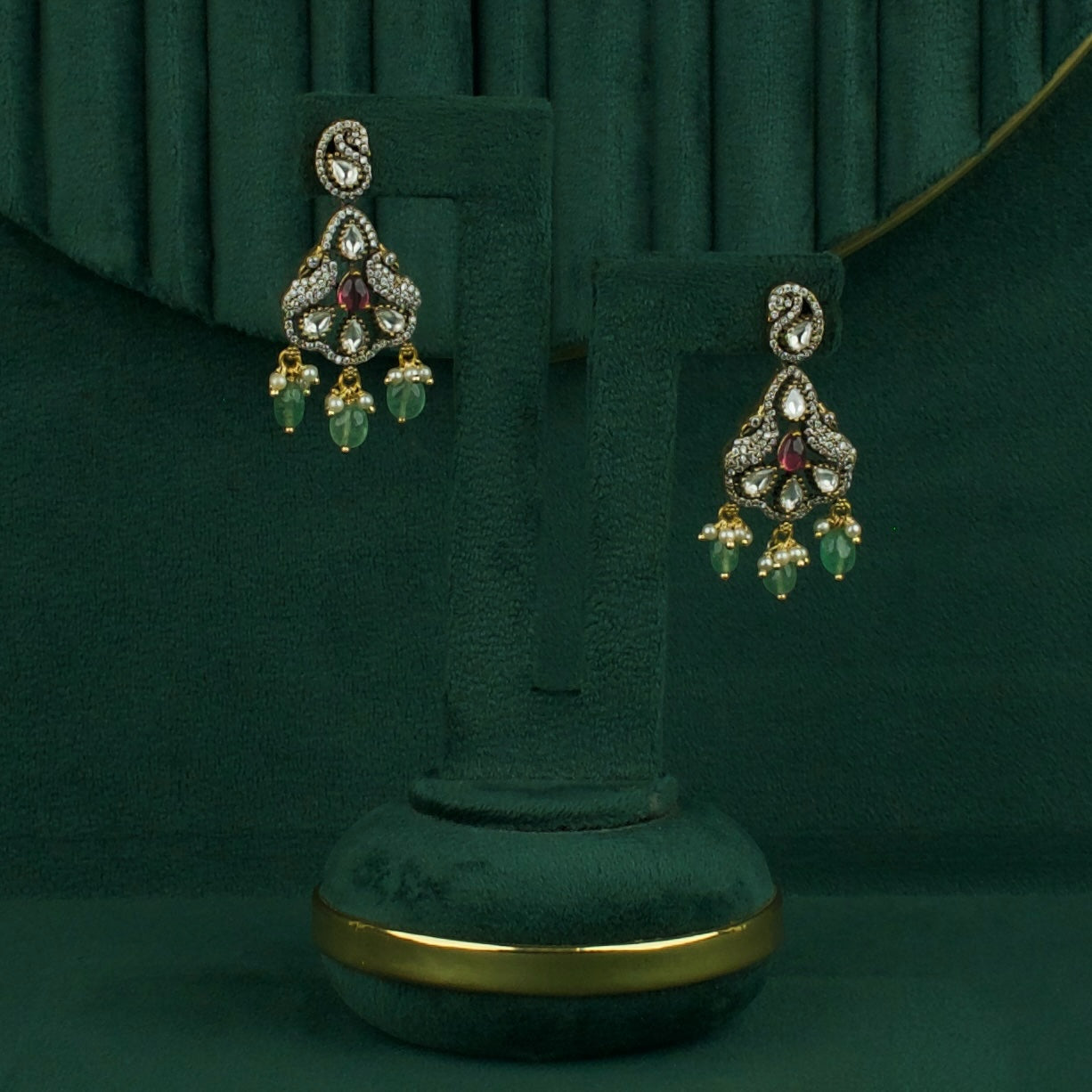 Peacock Victorian Zircon Necklace Set with earrings
