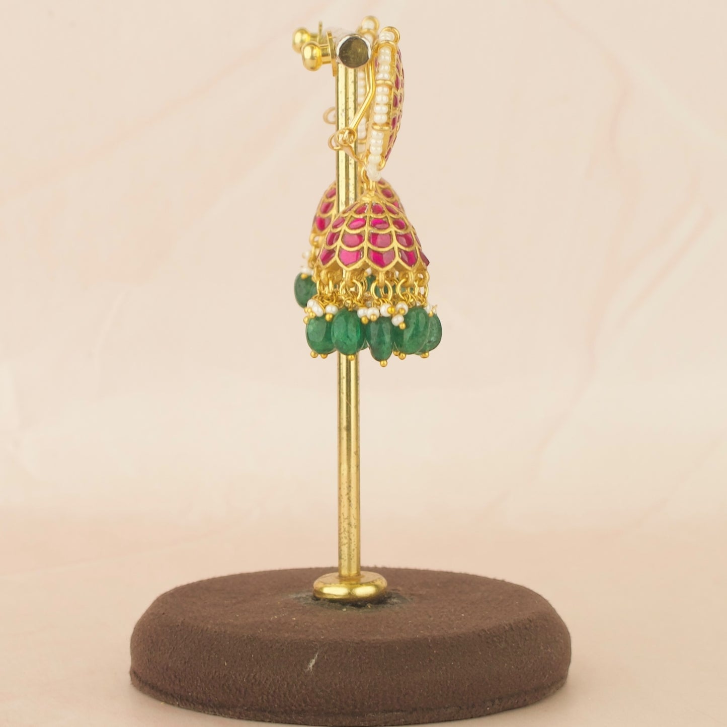 Gold Inspired Peacock Studded Jadau Kundan Jhumki earrings
