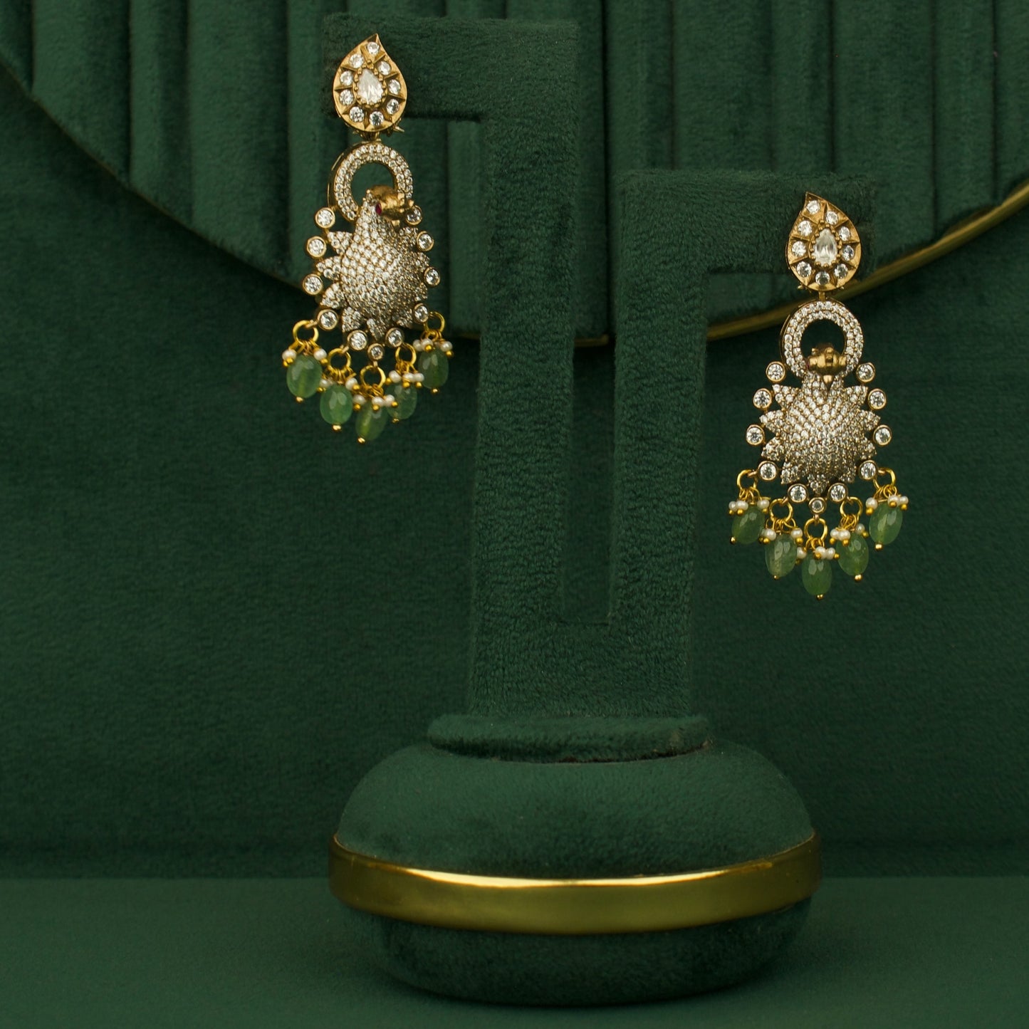 Peacock Design Fusion Kundan & Polki Victorian Necklace Set