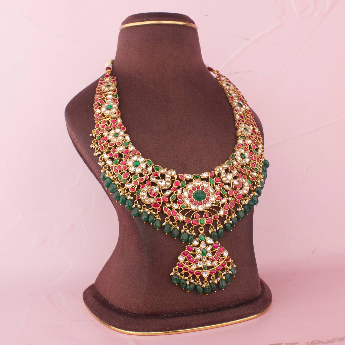 Opulent Jadau Kundan Bridal Necklace With Regal Statement Pendant