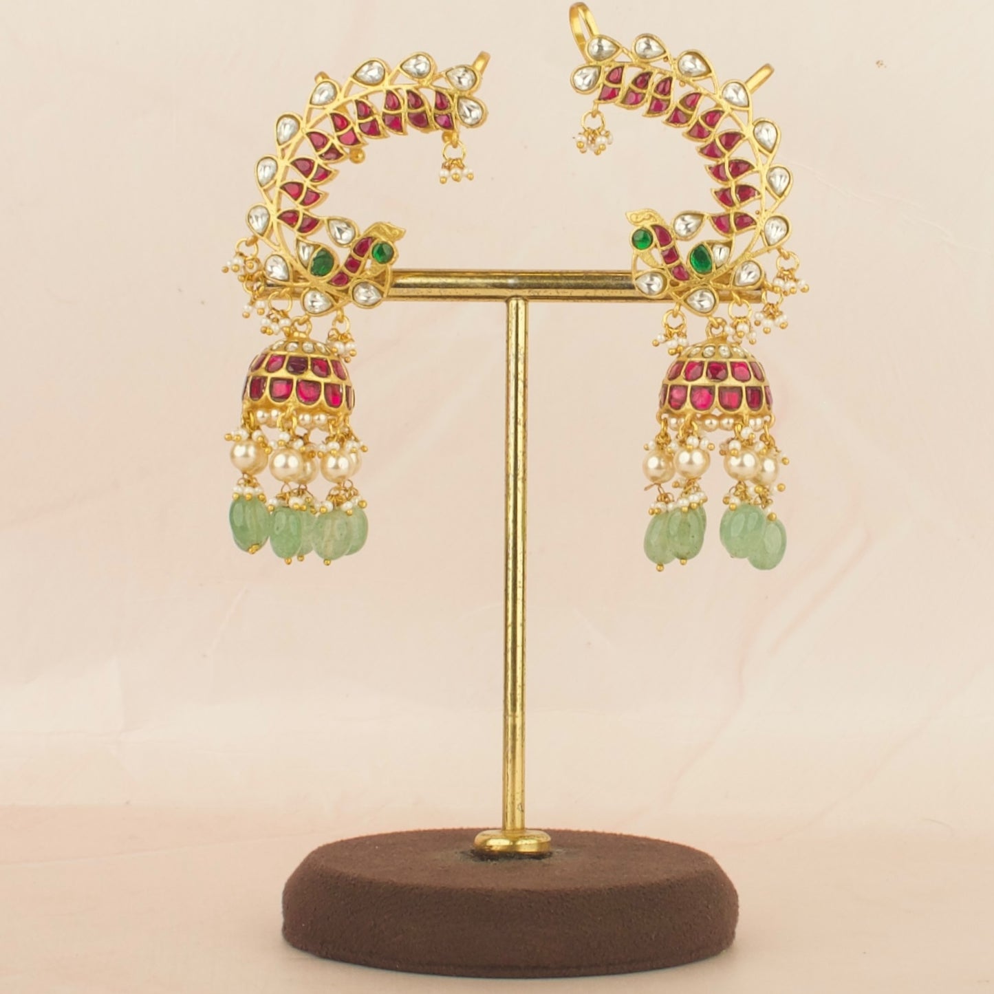 Gold inspired Design Jadau Kundan Fullkaan with Swarovski Pearls