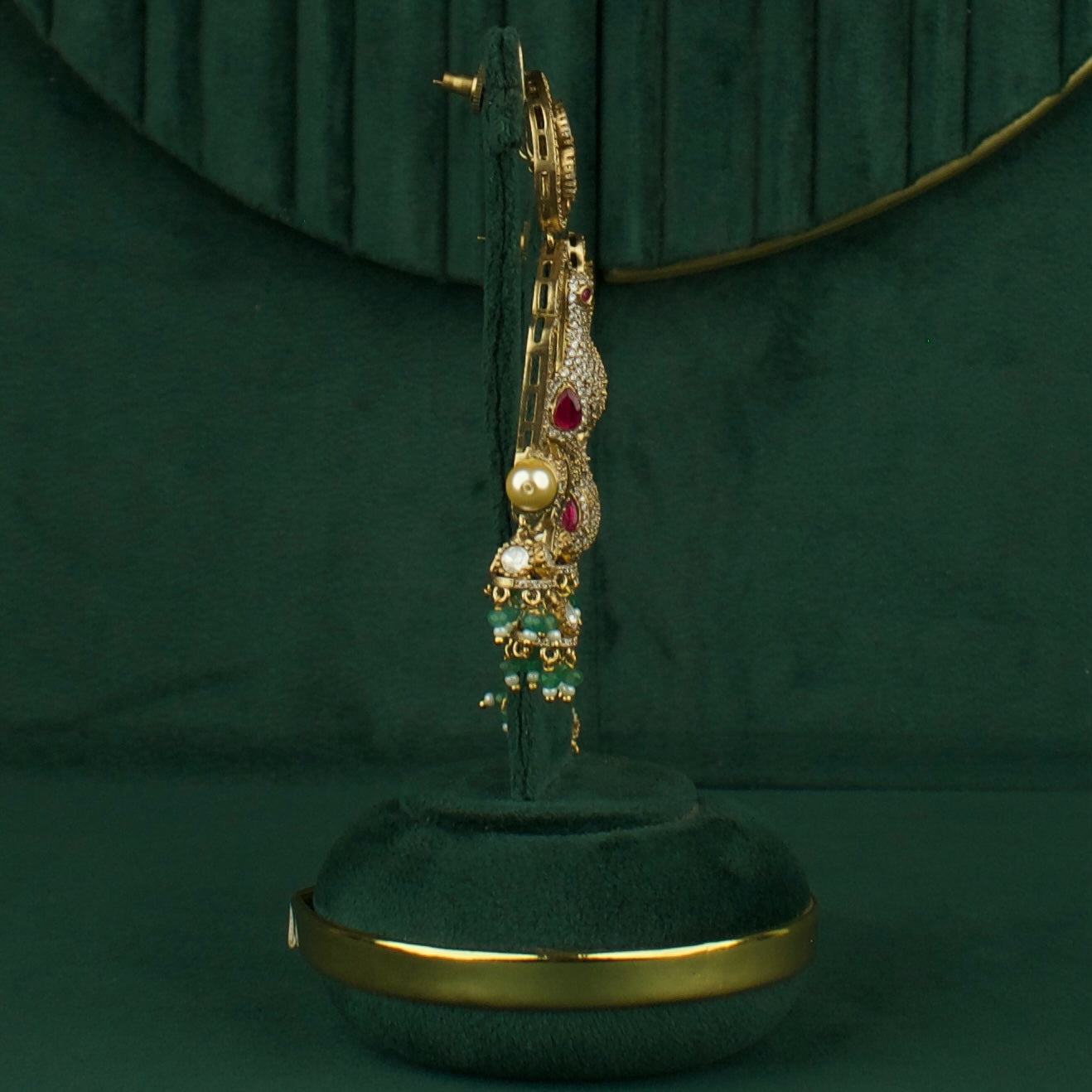 Peacock Design Fusion Kundan & Polki Mehandi Victorian ChandBali With butta