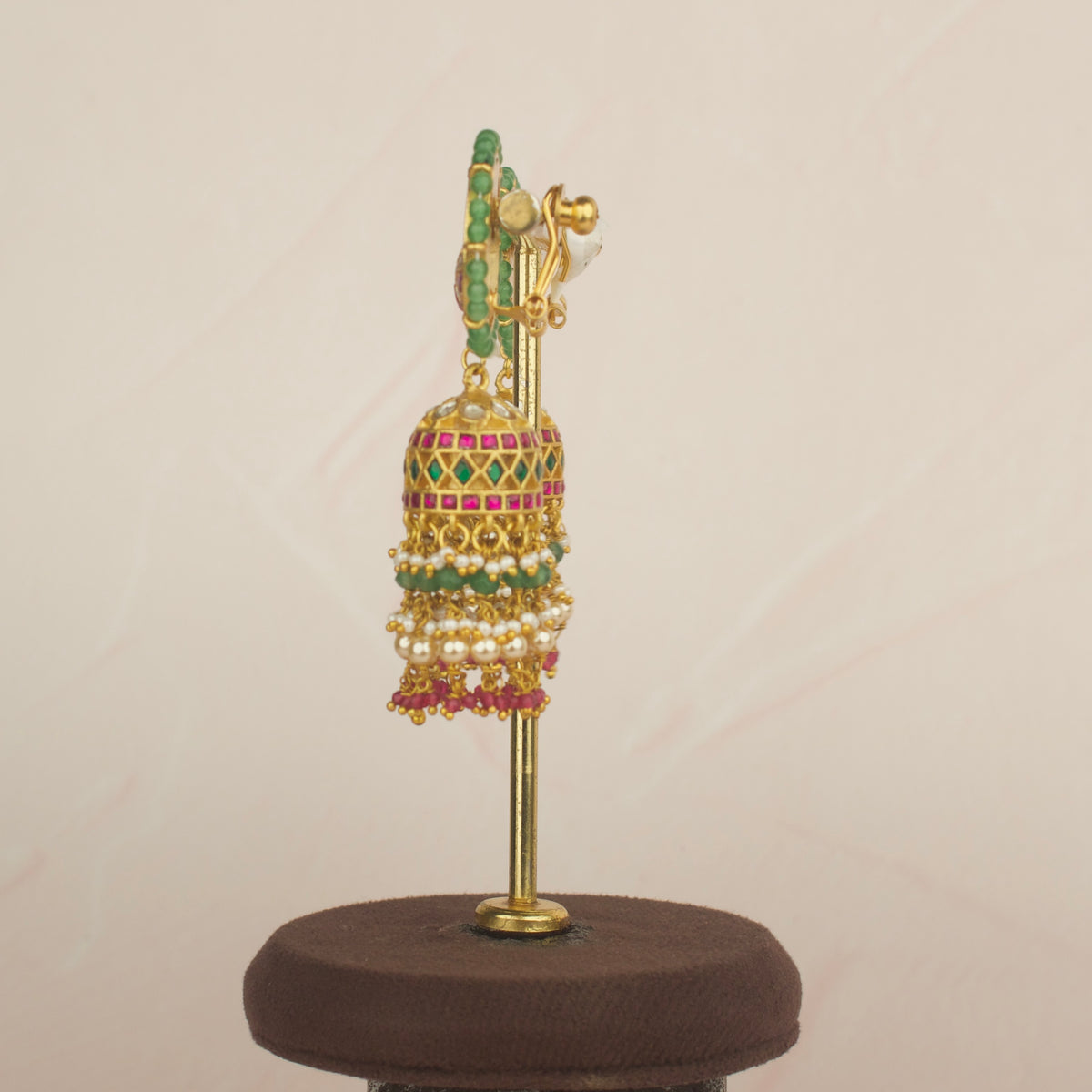 Peacock Splendor Jadau Kundan Jhumka Earrings