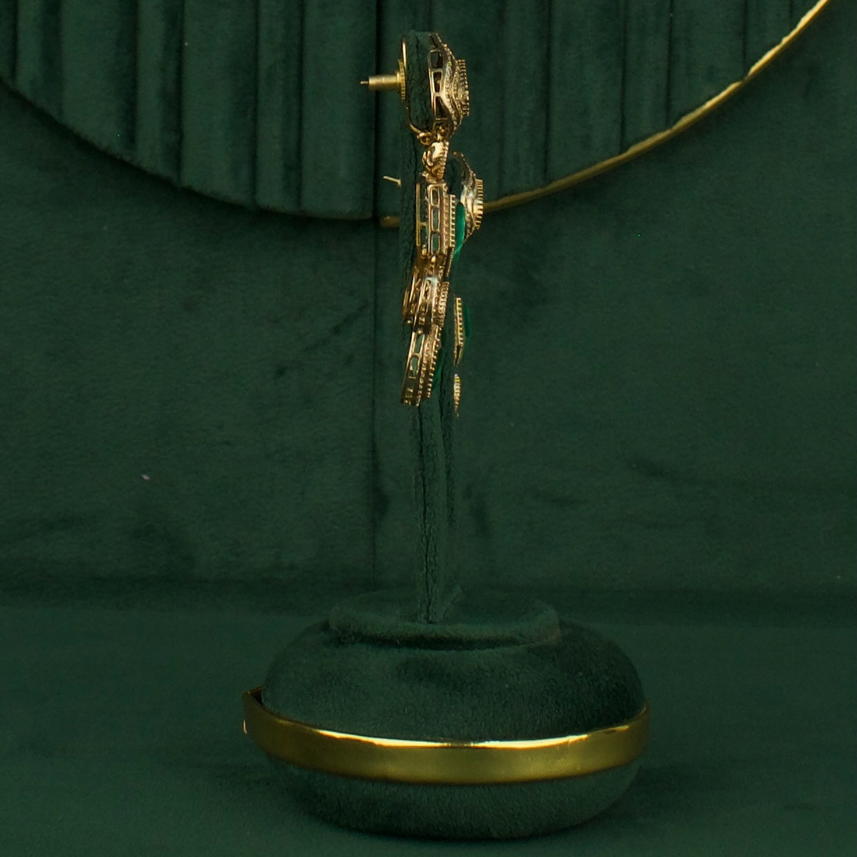 Dazzling Polki Mehandi Victorian double Layer Necklace with Matching Earrings