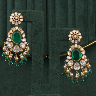 Traditional Victorian Chandbali Earrings With Pearl Drops