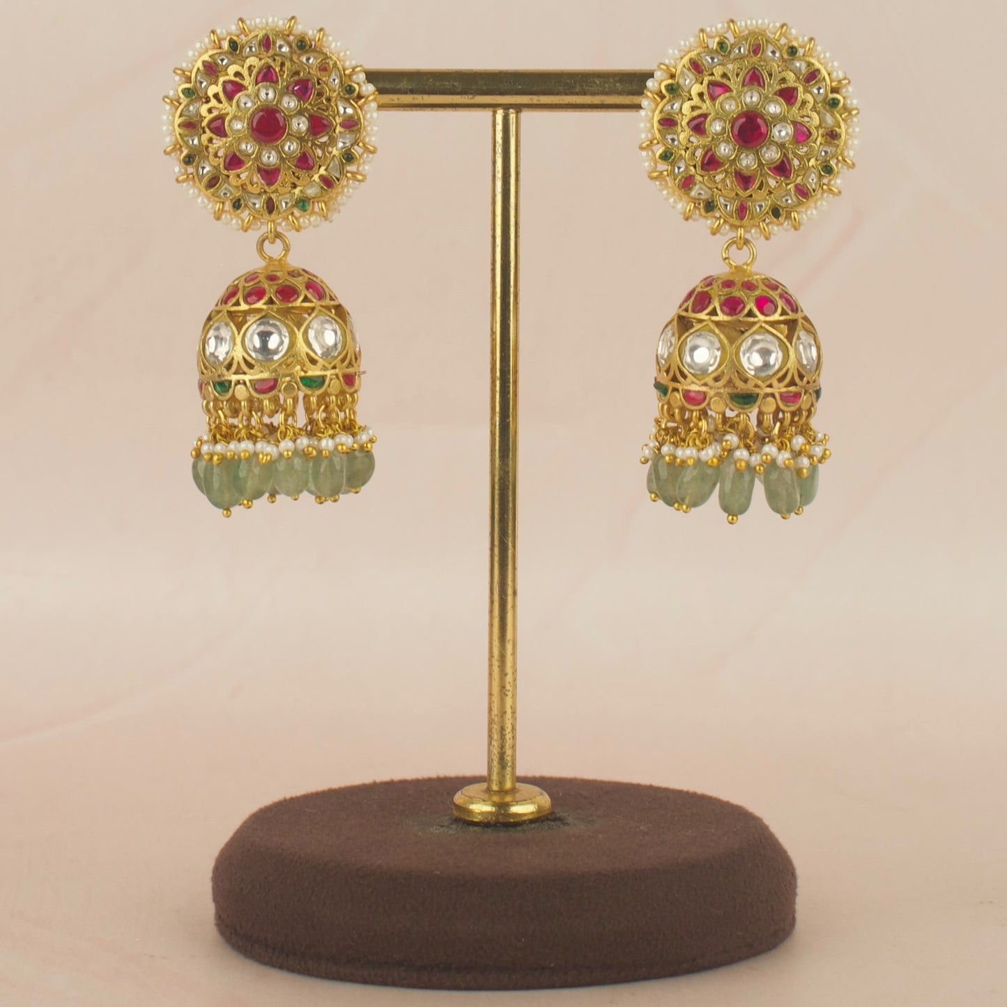Grand Floral Studded Jadau Kundan Jhumki