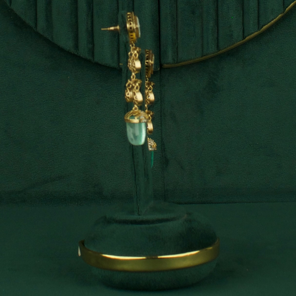 Sleek Polki Mehandi Victorian Chand Bali Hanging Earrings