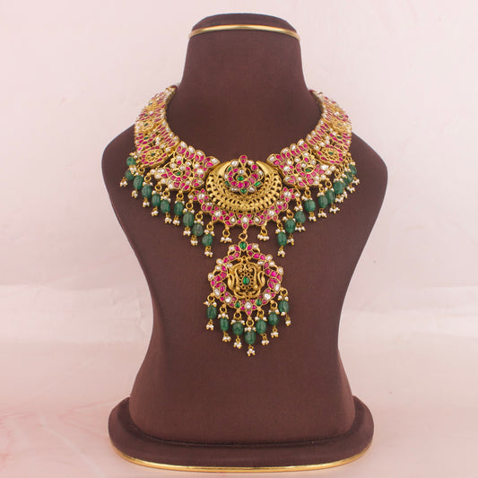Statement Jadau Kundan x Nakshi Necklace With Guttapusalu Hangings