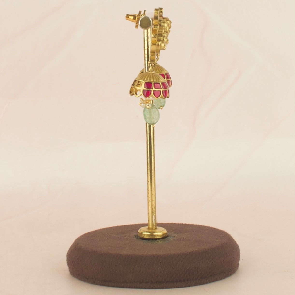 Unique Lakshmi Devi Studded Jadau Kundan Jhumki