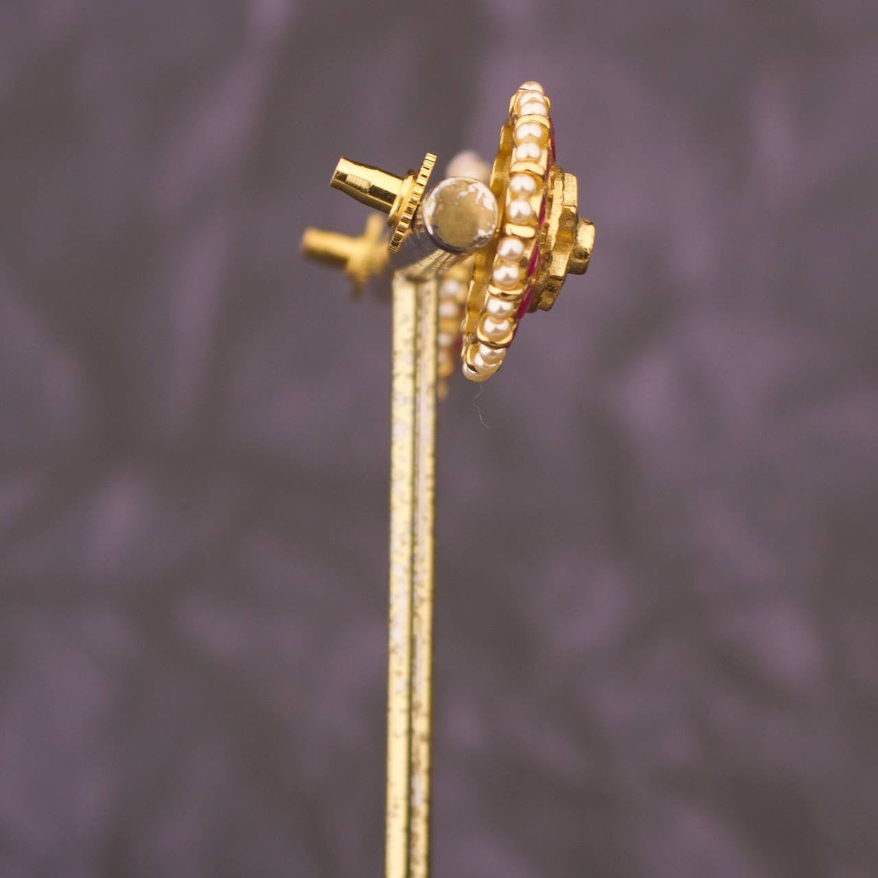 Floral Pearl Jadau Kundan Studs