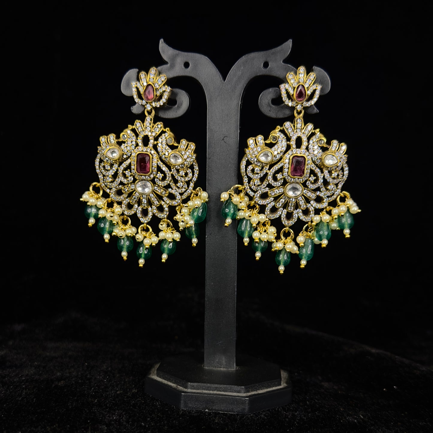 Heavy Victorian Pendant Set with pearls & onyx beads - DULHAN JEWELS
