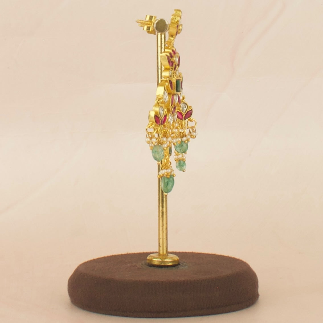 Statement floral Design Jadau Kundan Kanti with Matching Earrings