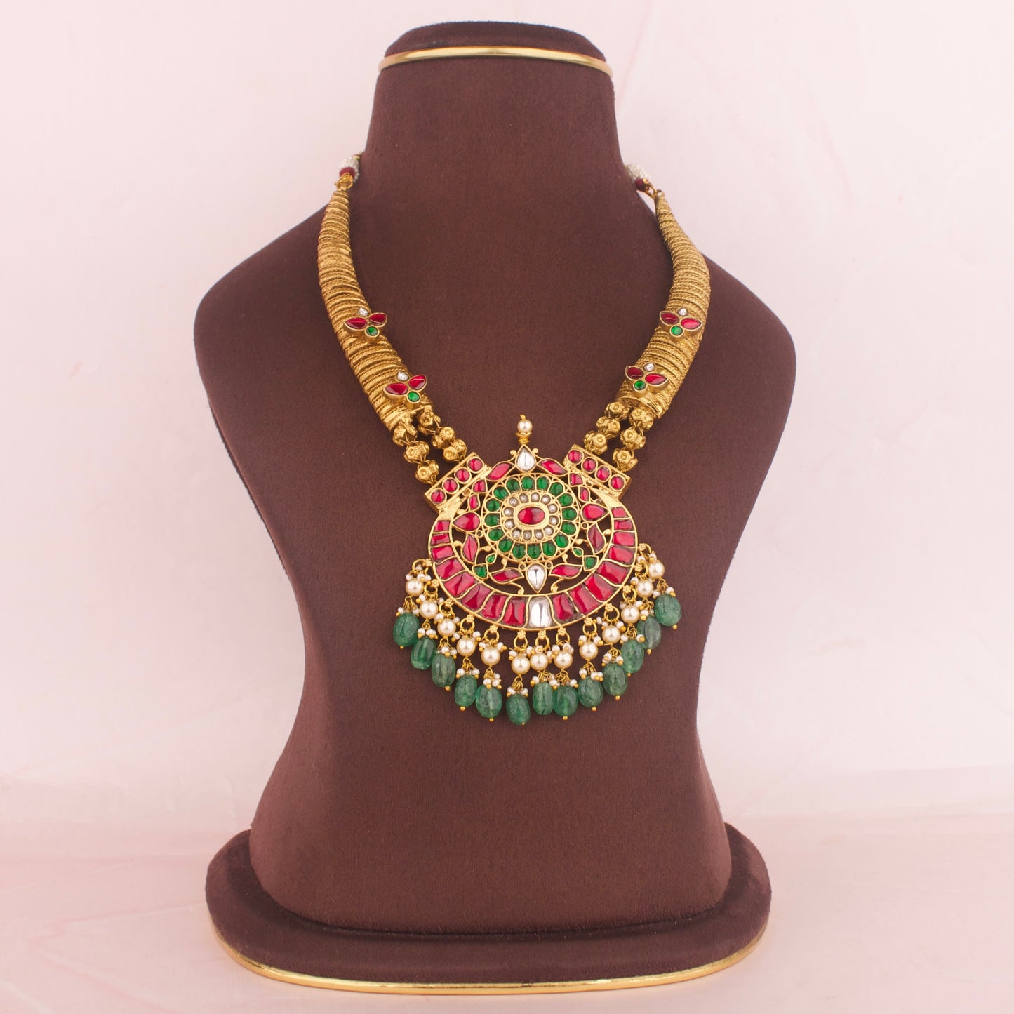 Unique Gold Style Design Jadau Kundan Necklace Set - DULHAN JEWELS